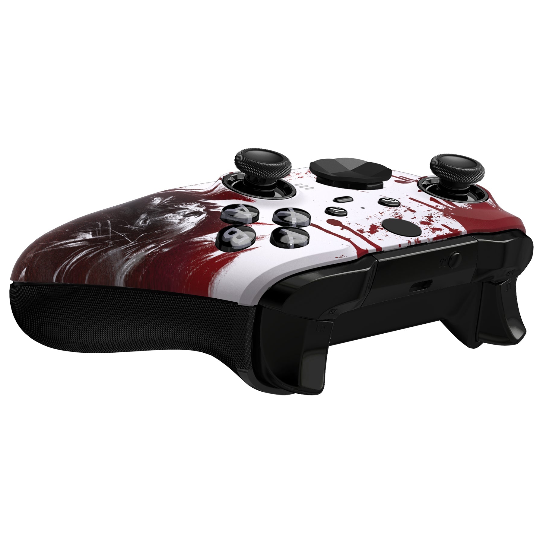 eXtremeRate Retail Blood Zombie Style Faceplate Cover, Soft Touch Front Housing Shell Case Replacement Kit for Xbox One Elite Series 2 Controller (Model 1797 and Core Model 1797) - Thumbstick Accent Rings Included - ELT139