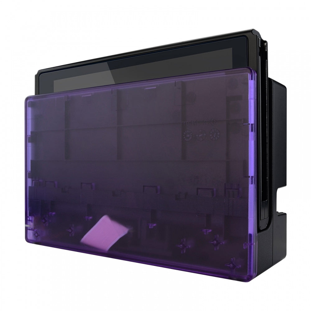 eXtremeRate Retail Transparent Altomic Purple Custom Faceplate for Nintendo Switch Charging Dock, Soft Touch Grip DIY Replacement Housing Shell for Nintendo Switch Dock - Dock NOT Included - FDM505