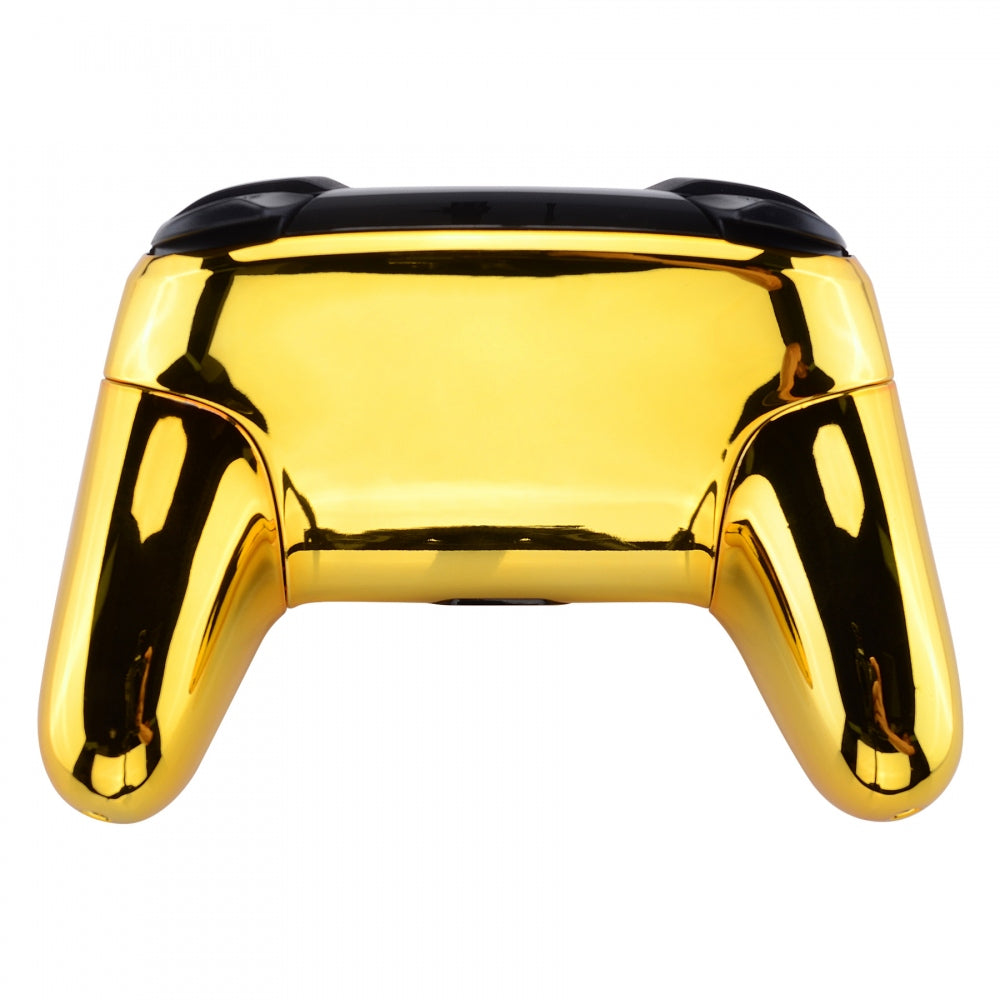 eXtremeRate Retail Chrome Gold Faceplate Backplate Handles for Nintendo Switch Pro Controller, Glossy DIY Replacement Grip Housing Shell Cover for Nintendo Switch Pro - Controller NOT Included - FRD401