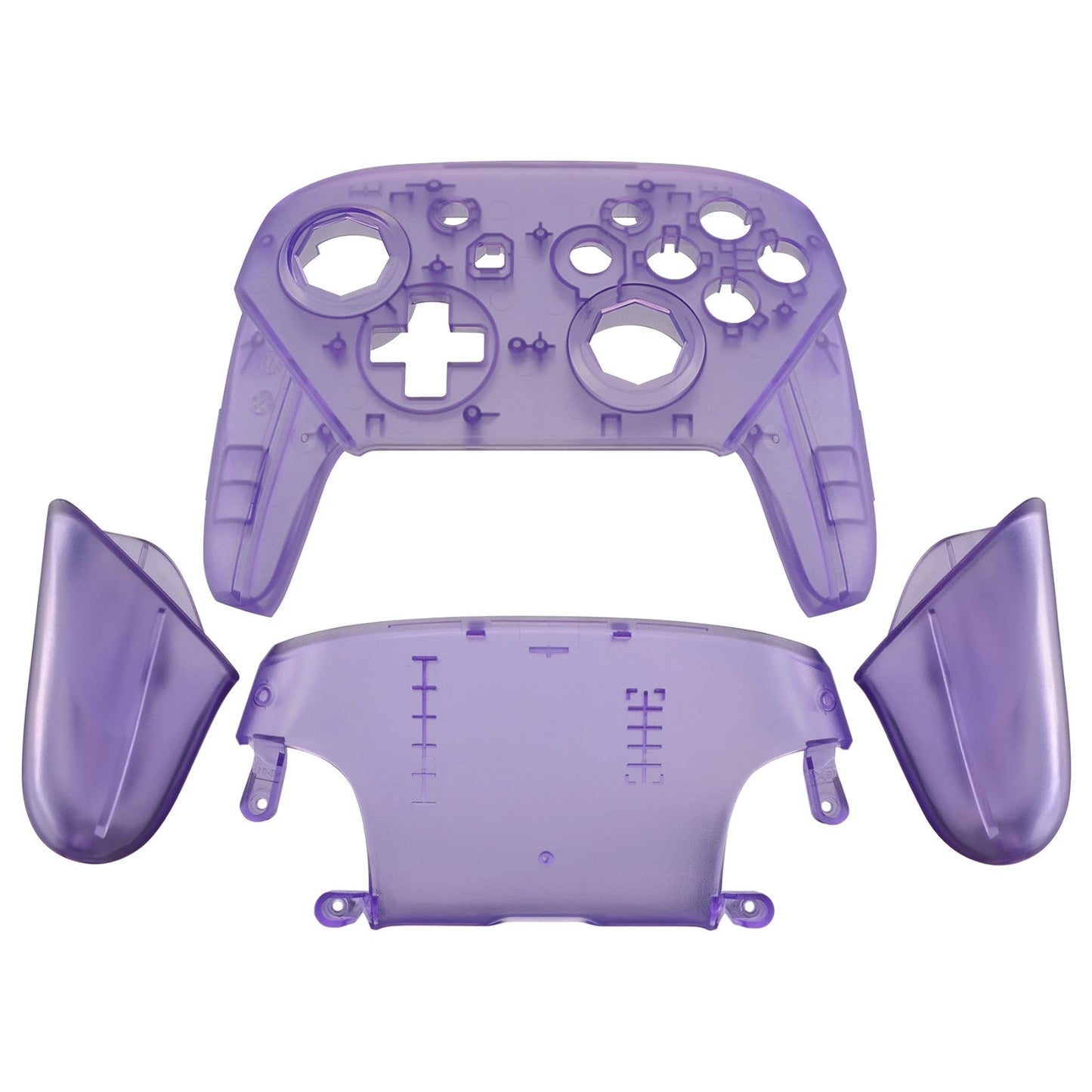 eXtremeRate Retail Clear Atomic Purple Octagonal Gated Sticks Faceplate Backplate Handles, DIY Replacement Grip Housing Shell Cover for Nintendo Switch Pro Controller- Controller NOT Included - FRE605