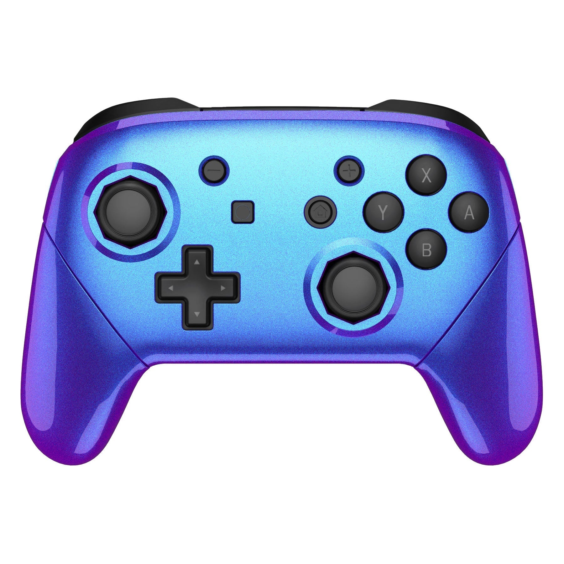 eXtremeRate Retail Chameleon Purple Blue Faceplate Backplate Handles Cover, Octagonal Gated Sticks Design DIY Replacement Grip Housing Shell for NS Switch Pro Controller - Controller NOT Included - FRE607