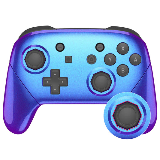 eXtremeRate Nintendo Switch Pro用 八角形ゲート付きスティックデザイン交換フルセットシェル【カメレオンパープルブルー】