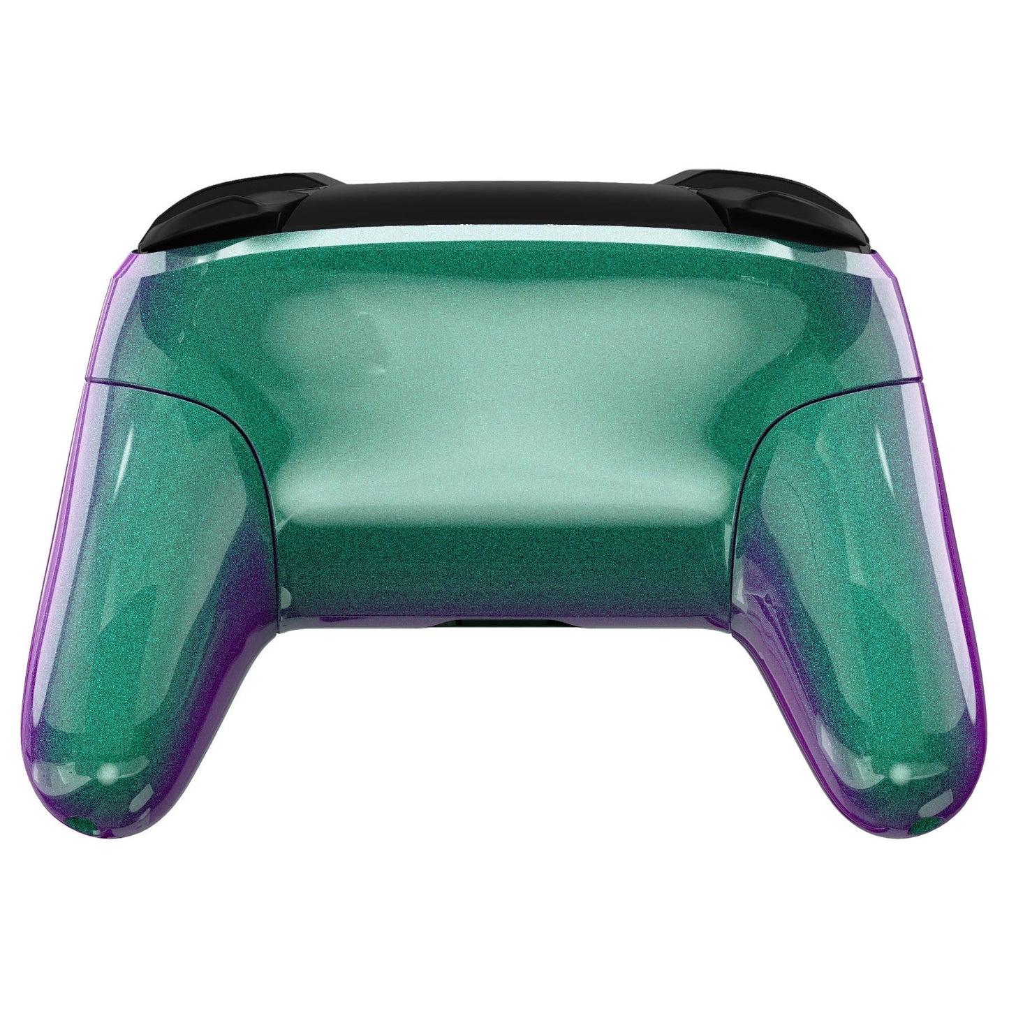 eXtremeRate Retail Chameleon Green Purple Faceplate Backplate Handles Cover, Octagonal Gated Sticks Design DIY Replacement Grip Housing Shell for NS Switch Pro Controller - Controller NOT Included - FRE608