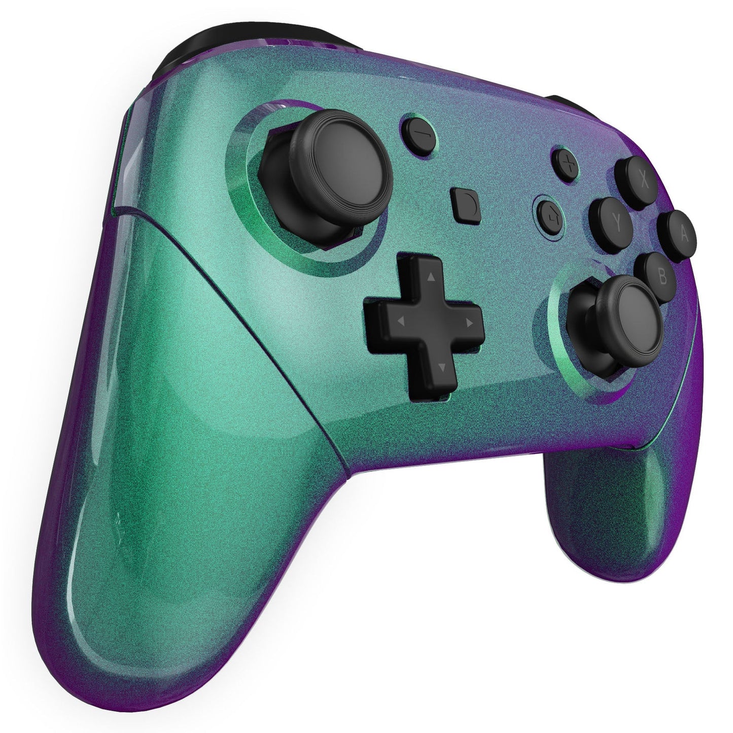 eXtremeRate Retail Chameleon Green Purple Faceplate Backplate Handles Cover, Octagonal Gated Sticks Design DIY Replacement Grip Housing Shell for NS Switch Pro Controller - Controller NOT Included - FRE608