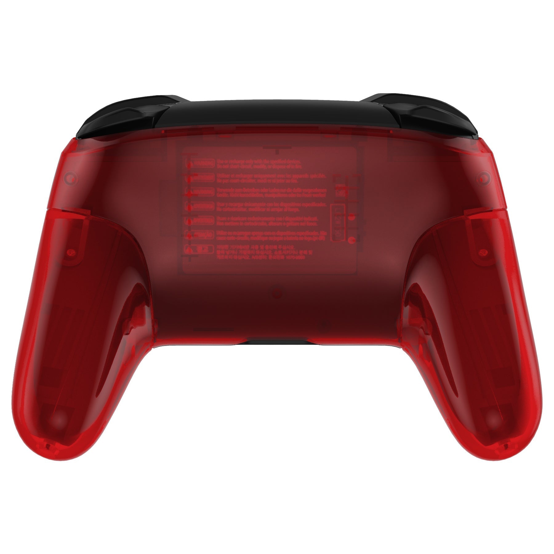 eXtremeRate Retail Clear Red Octagonal Gated Sticks Faceplate Backplate Handles, DIY Replacement Grip Housing Shell Cover for NS Switch Pro Controller - Controller NOT Included - FRE615