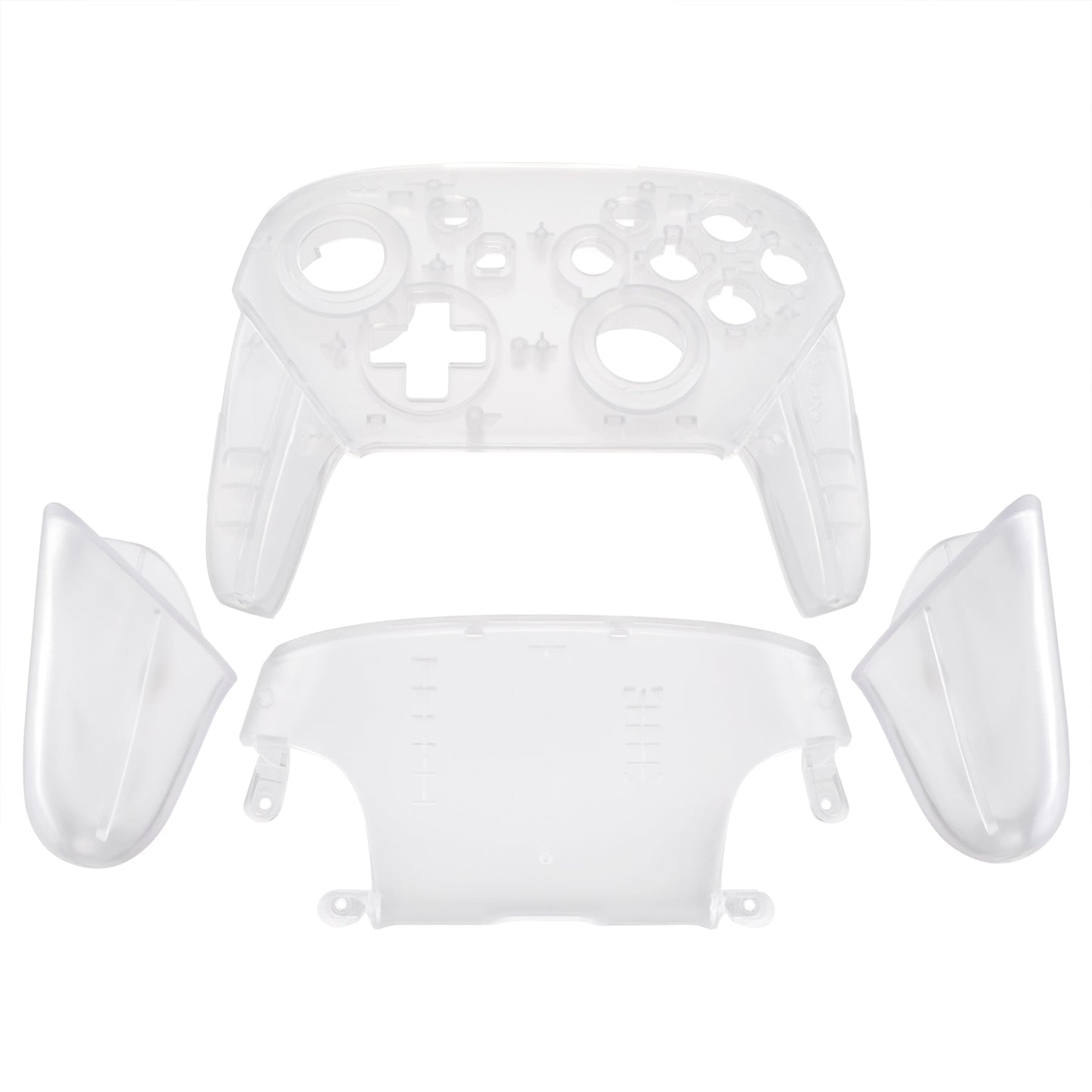 eXtremeRate Retail Transparent Clear Faceplate Backplate Handles for Nintendo Switch Pro Controller, DIY Replacement Grip Housing Shell Cover for Nintendo Switch Pro - Controller NOT Included - FRM501