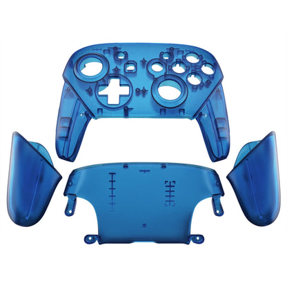 eXtremeRate Retail Transparent Blue Faceplate Backplate Handles for Nintendo Switch Pro Controller, DIY Replacement Grip Housing Shell Cover for Nintendo Switch Pro - Controller NOT Included - FRM503