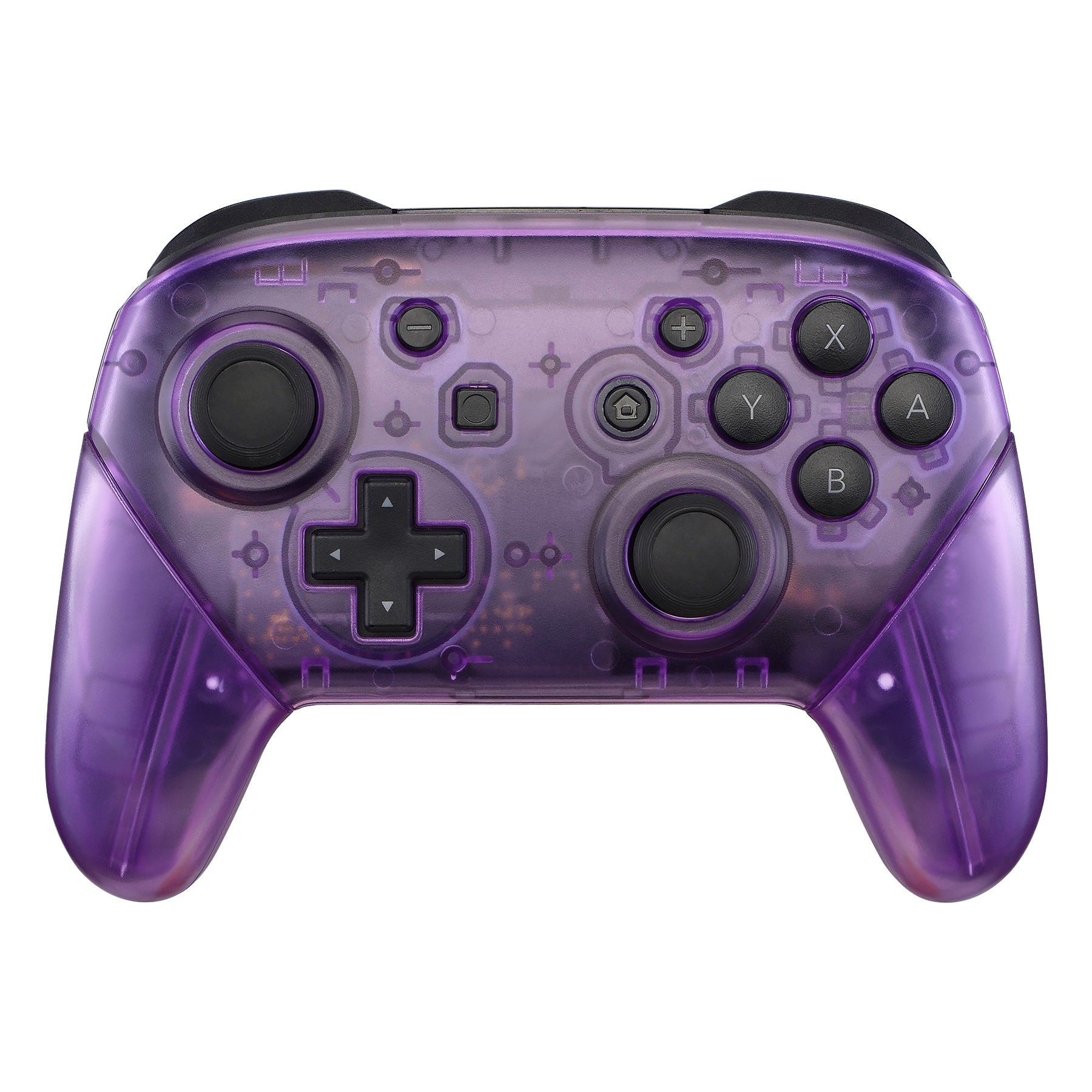 eXtremeRate Retail Clear Atomic Purple Faceplate Backplate Handles for Nintendo Switch Pro Controller, DIY Replacement Grip Housing Shell Cover for Nintendo Switch Pro - Controller NOT Included - FRM505