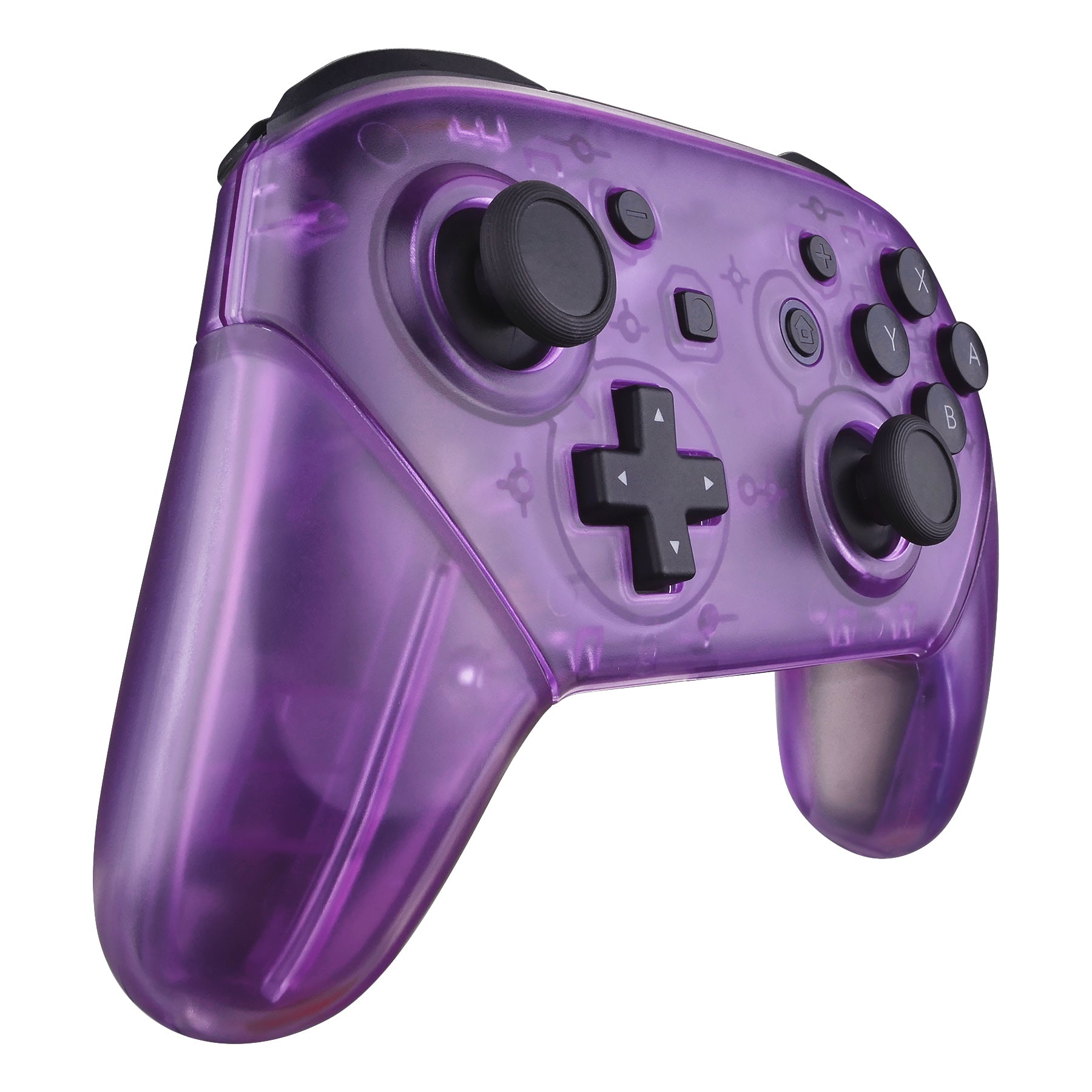 eXtremeRate Retail Clear Atomic Purple Faceplate Backplate Handles for Nintendo Switch Pro Controller, DIY Replacement Grip Housing Shell Cover for Nintendo Switch Pro - Controller NOT Included - FRM505