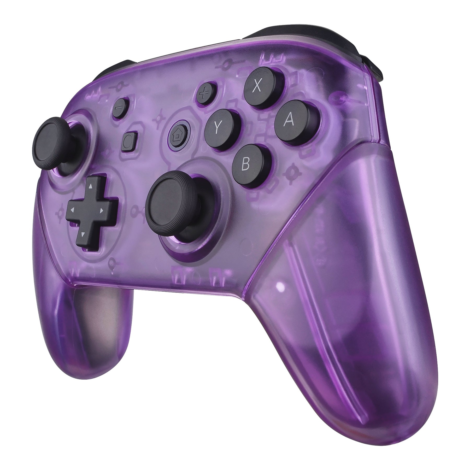 eXtremeRate Retail Clear Atomic Purple Faceplate Backplate Handles for Nintendo Switch Pro Controller, DIY Replacement Grip Housing Shell Cover for Nintendo Switch Pro - Controller NOT Included - FRM505