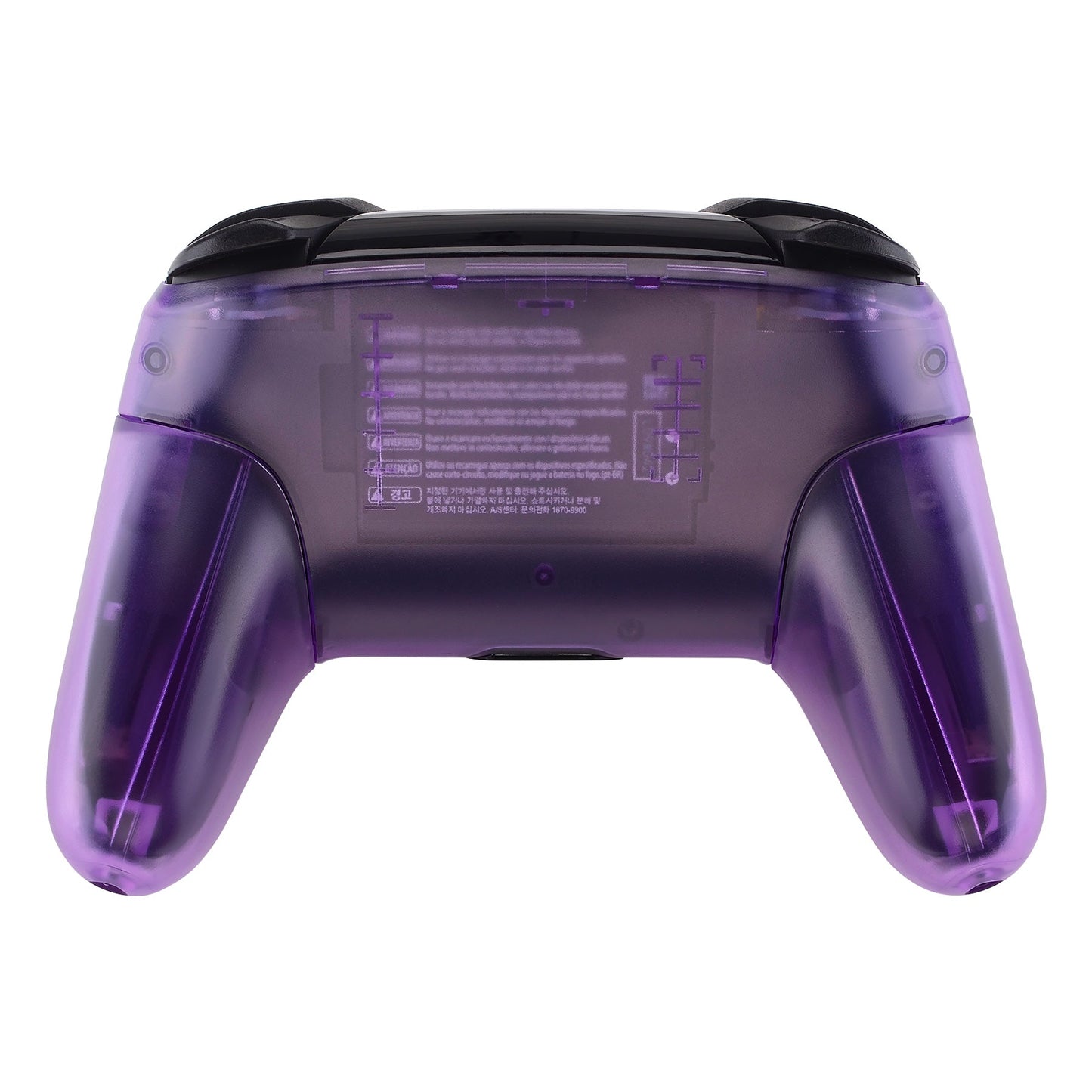 eXtremeRate Retail Clear Atomic Purple Faceplate Backplate Handles for Nintendo Switch Pro Controller, DIY Replacement Grip Housing Shell Cover for Nintendo Switch Pro - Controller NOT Included - FRM505