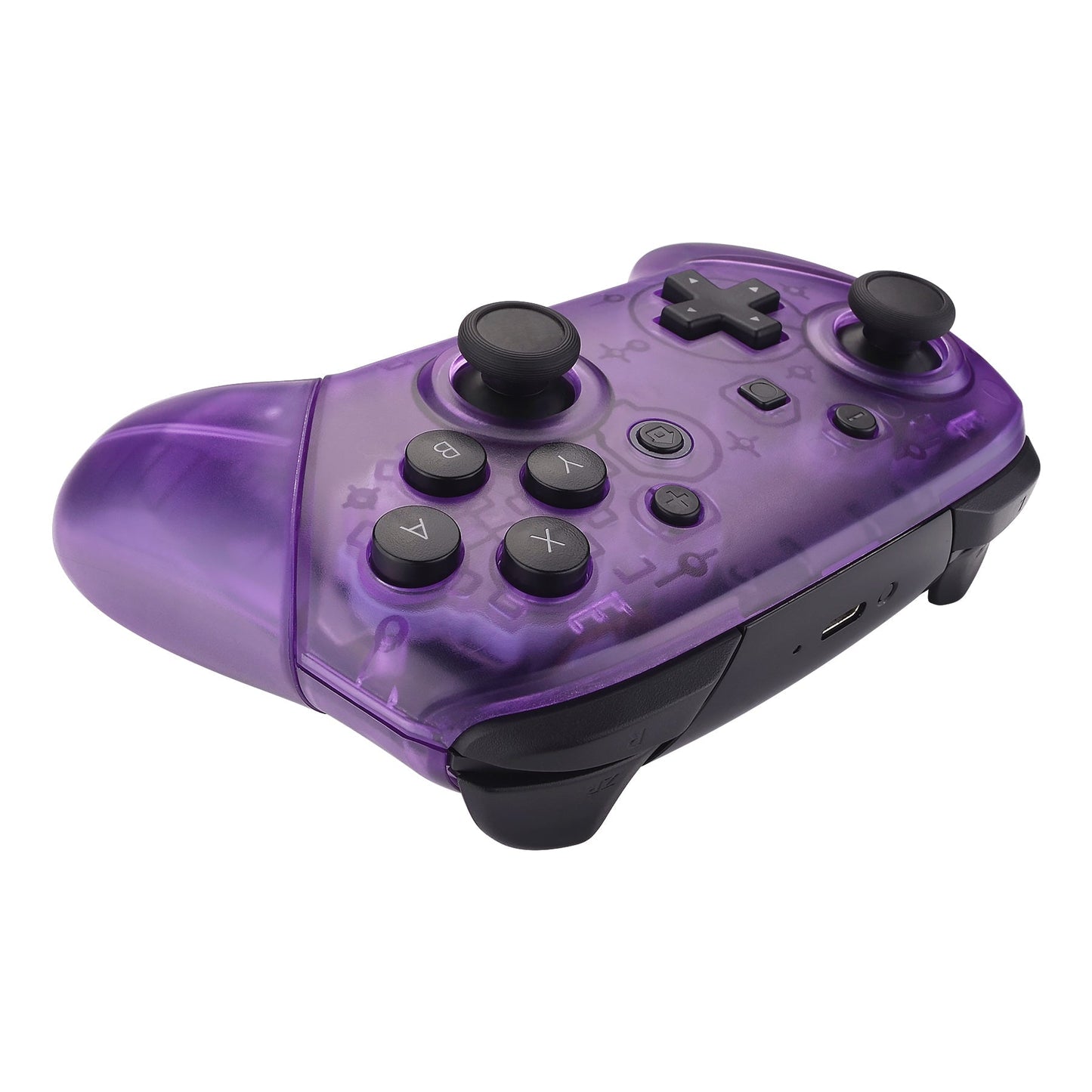 eXtremeRate Retail Clear Atomic Purple Faceplate Backplate Handles for Nintendo Switch Pro Controller, DIY Replacement Grip Housing Shell Cover for Nintendo Switch Pro - Controller NOT Included - FRM505