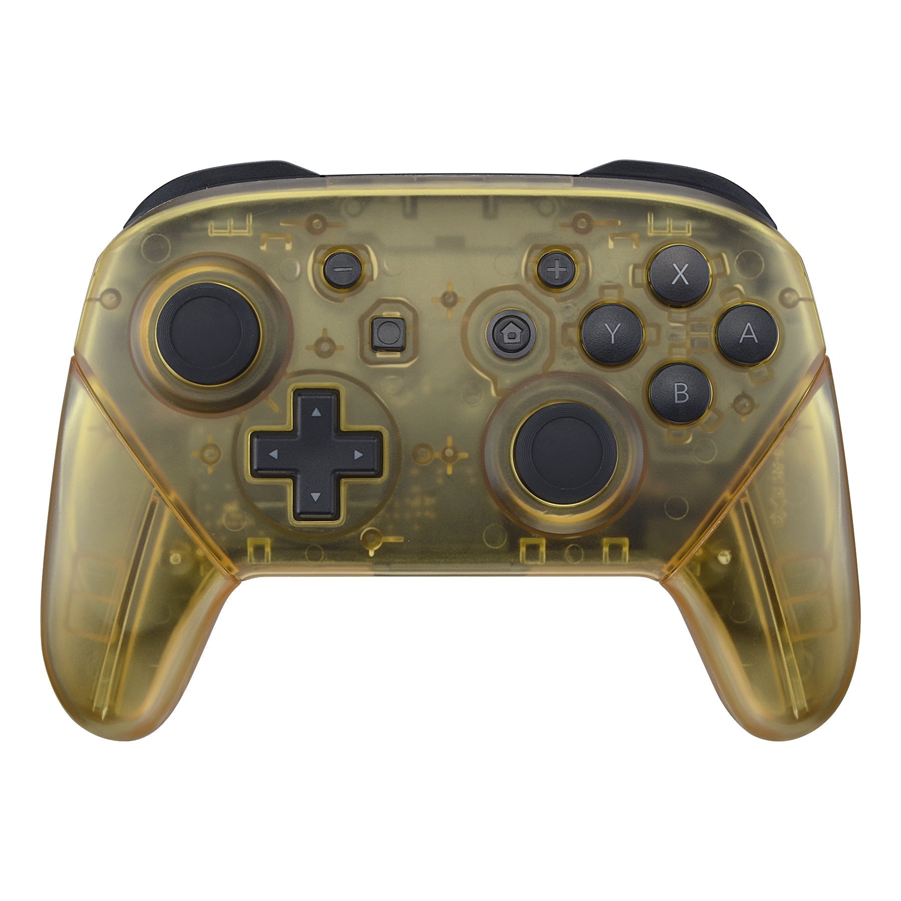 eXtremeRate Retail Amber Yellow Faceplate Backplate Handles for Nintendo Switch Pro Controller, DIY Replacement Grip Housing Shell Cover for Nintendo Switch Pro - Controller NOT Included - FRM509