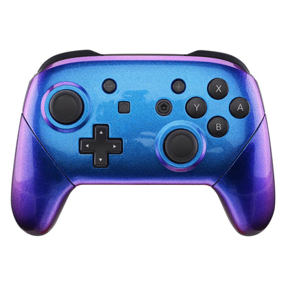 eXtremeRate Retail Chameleon Faceplate Backplate Handles for NS Switch Pro Controller, Purple Blue DIY Replacement Grip Housing Shell Cover for NS Switch Pro - Controller NOT Included - FRP301