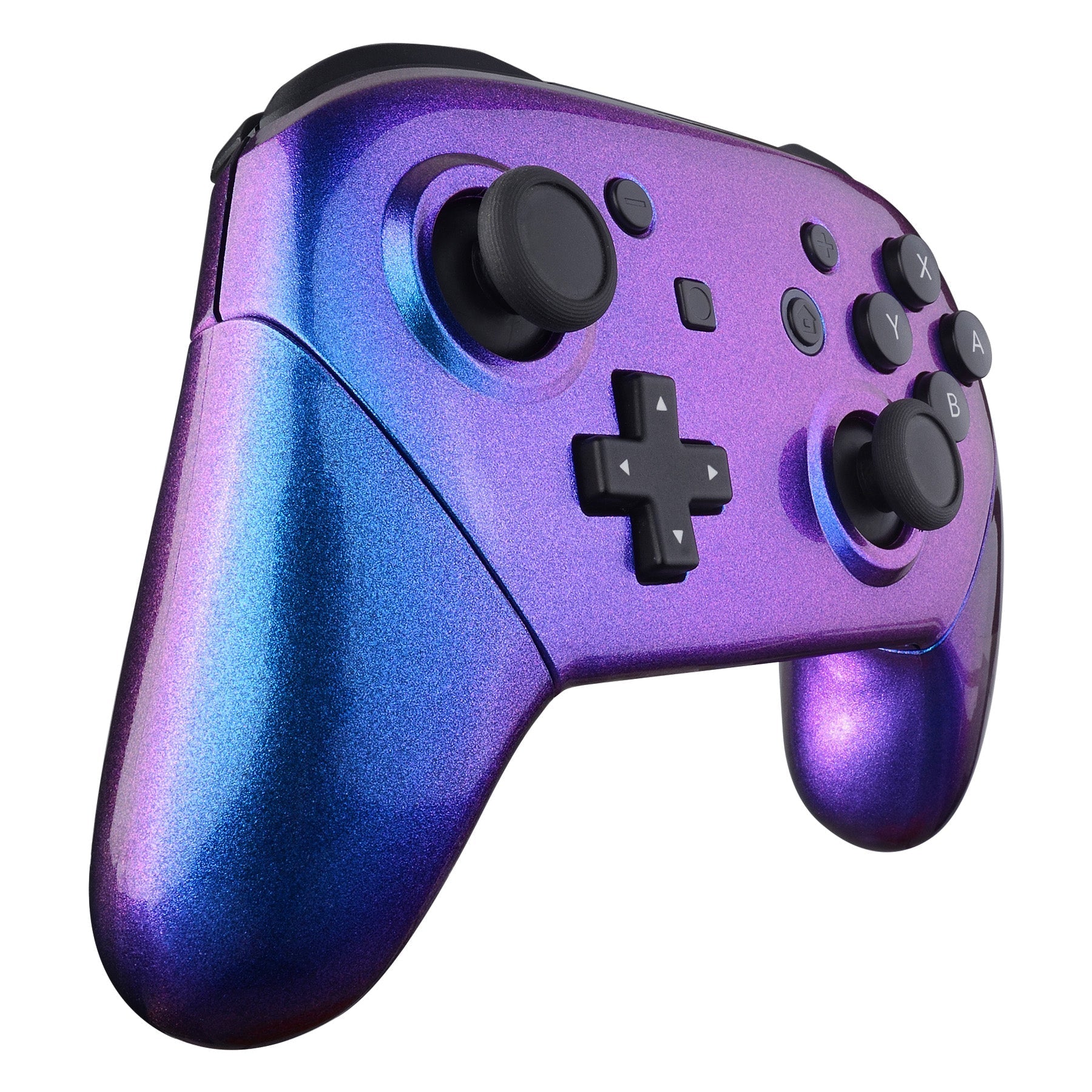 eXtremeRate Retail Chameleon Faceplate Backplate Handles for NS Switch Pro Controller, Purple Blue DIY Replacement Grip Housing Shell Cover for NS Switch Pro - Controller NOT Included - FRP301