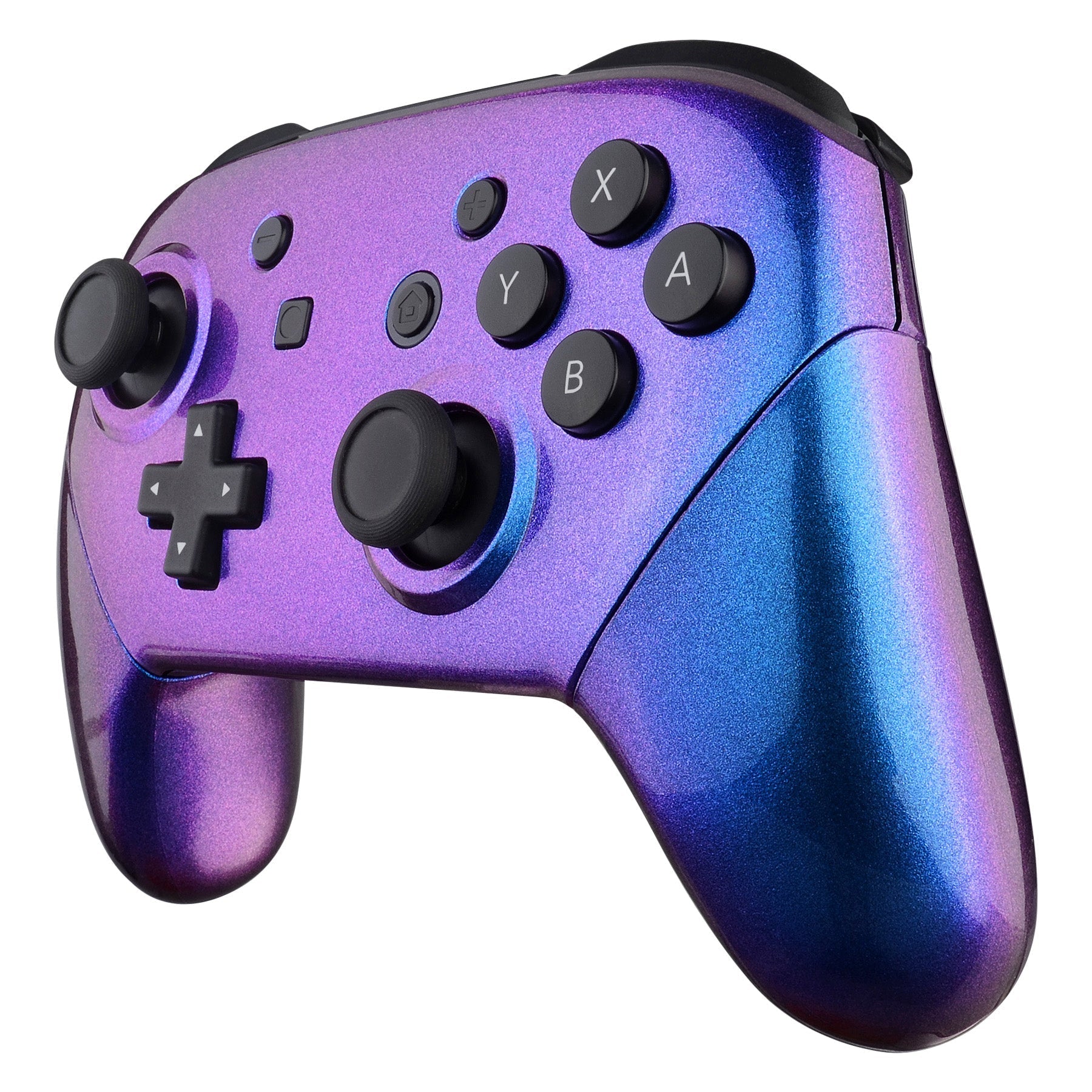 eXtremeRate Retail Chameleon Faceplate Backplate Handles for NS Switch Pro Controller, Purple Blue DIY Replacement Grip Housing Shell Cover for NS Switch Pro - Controller NOT Included - FRP301