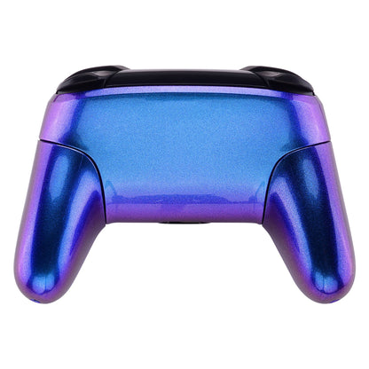 eXtremeRate Retail Chameleon Faceplate Backplate Handles for NS Switch Pro Controller, Purple Blue DIY Replacement Grip Housing Shell Cover for NS Switch Pro - Controller NOT Included - FRP301