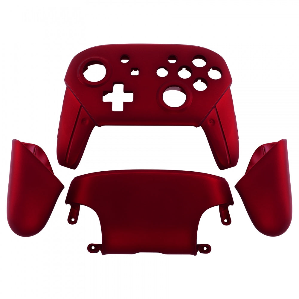 eXtremeRate Retail Red Faceplate Backplate Handles for Nintendo Switch Pro Controller, Soft Touch DIY Replacement Grip Housing Shell Cover for Nintendo Switch Pro - Controller NOT Included - FRP302