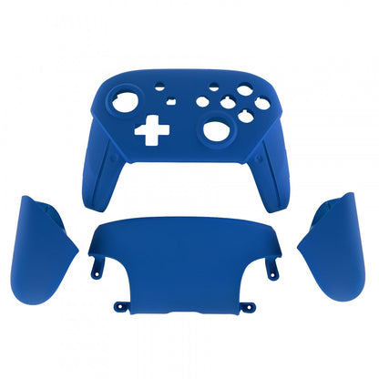 eXtremeRate Retail Blue Faceplate Backplate Handles for Nintendo Switch Pro Controller, Soft Touch DIY Replacement Grip Housing Shell Cover for Nintendo Switch Pro - Controller NOT Included - FRP304