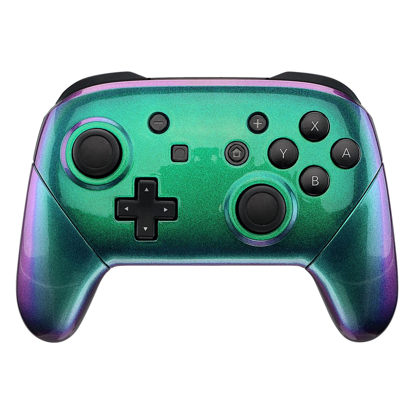 eXtremeRate Retail Chameleon Faceplate Backplate Handles for Nintendo Switch Pro Controller, Green Purple DIY Replacement Grip Housing Shell Cover for Nintendo Switch Pro - Controller NOT Included - FRP312