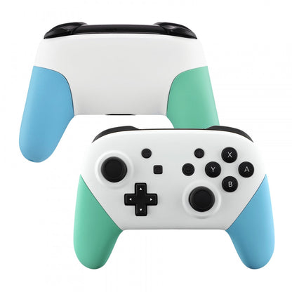 eXtremeRate Retail White Faceplate Backplate Mint Green Heaven Blue Handles for Nintendo Switch Pro Controller, DIY Replacement Grip Housing Shell Cover for Nintendo Switch Pro - Controller NOT Included - FRP313