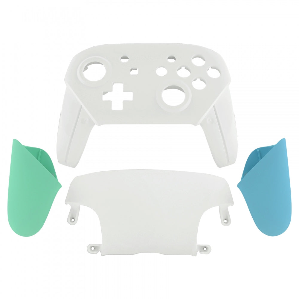 eXtremeRate Retail White Faceplate Backplate Mint Green Heaven Blue Handles for Nintendo Switch Pro Controller, DIY Replacement Grip Housing Shell Cover for Nintendo Switch Pro - Controller NOT Included - FRP313