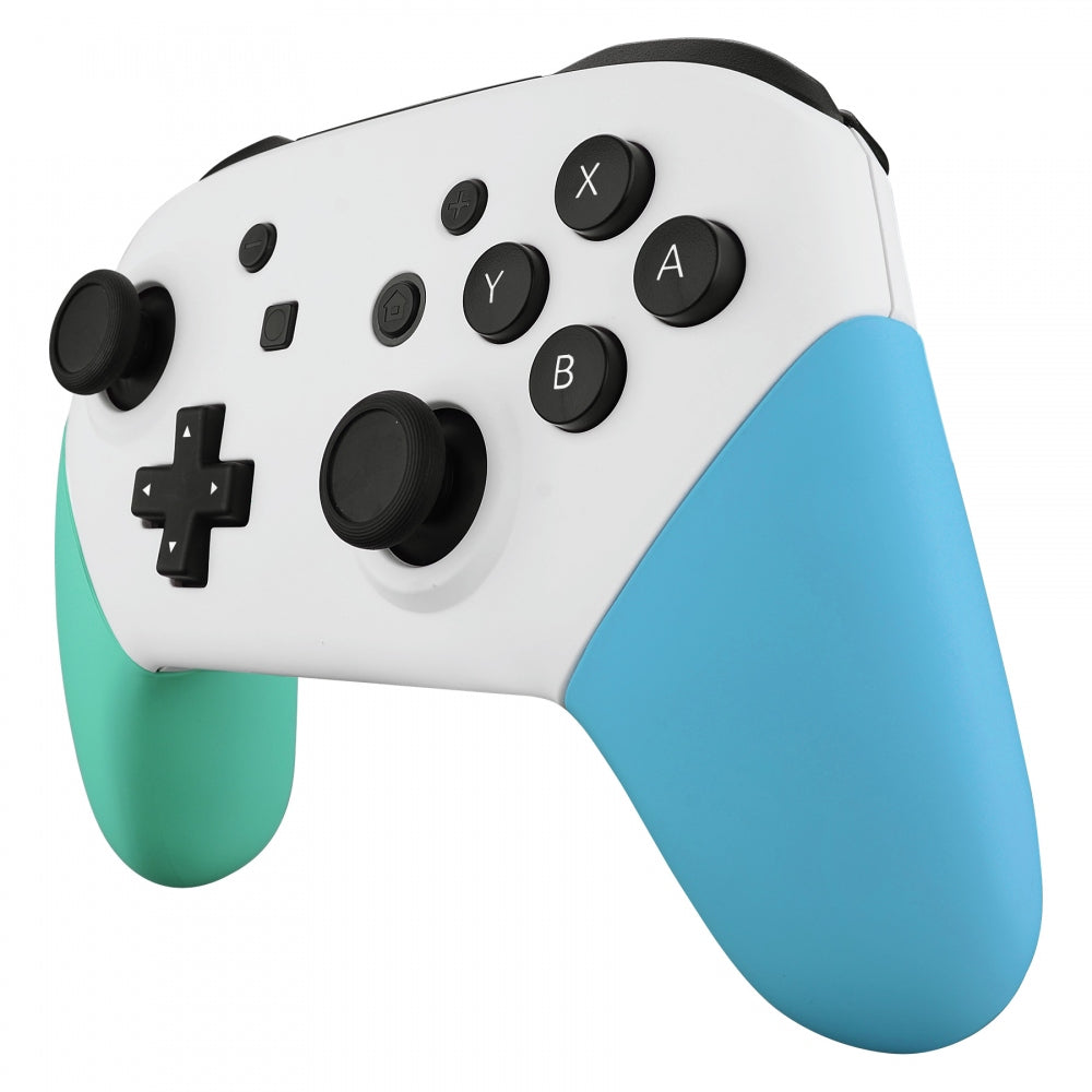 eXtremeRate Retail White Faceplate Backplate Mint Green Heaven Blue Handles for Nintendo Switch Pro Controller, DIY Replacement Grip Housing Shell Cover for Nintendo Switch Pro - Controller NOT Included - FRP313