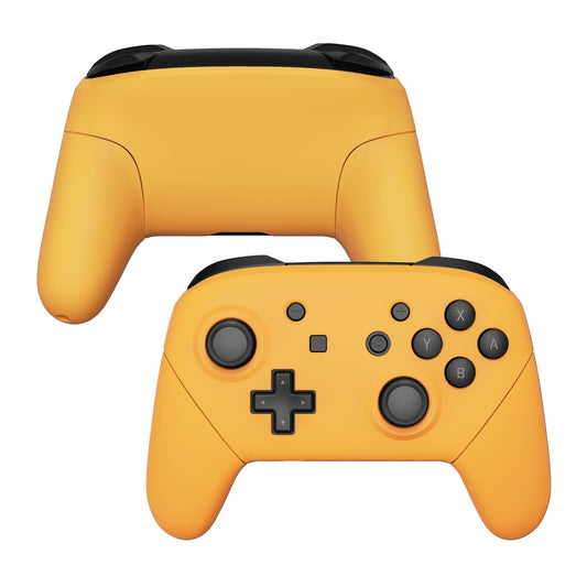 eXtremeRate Retail Caution Yellow Faceplate Backplate Handles for NS Switch Pro Controller, Soft Touch DIY Replacement Grip Housing Shell Cover for NS Switch Pro - Controller NOT Included - FRP318