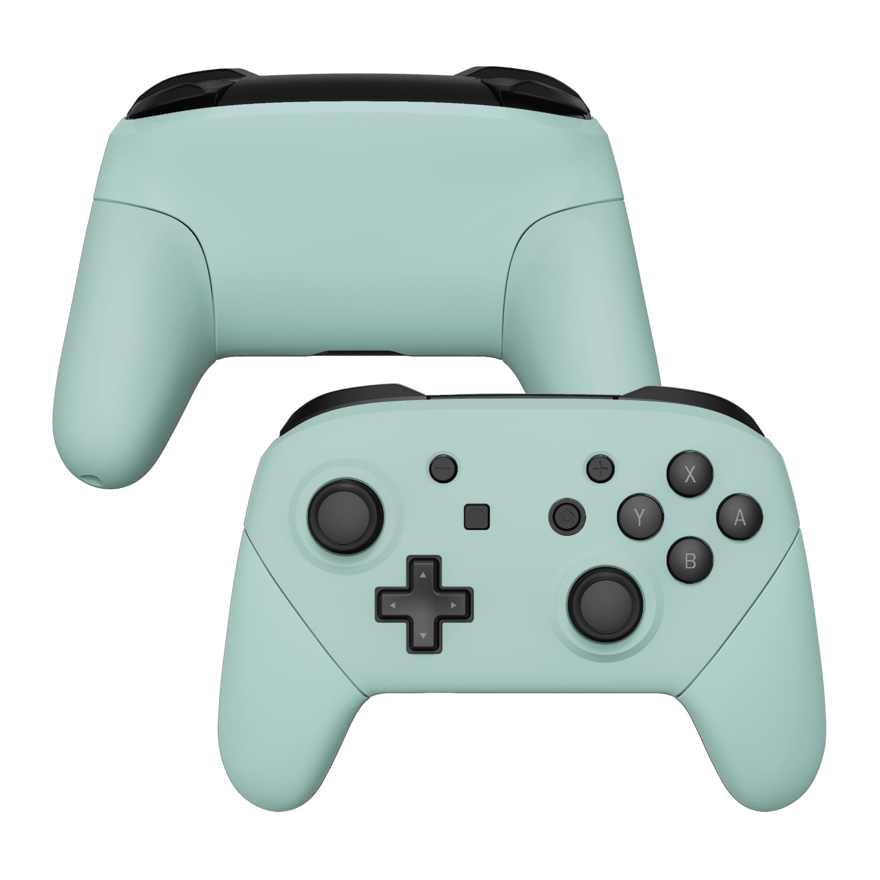 eXtremeRate Retail Light Cyan Faceplate Backplate Handles for NS Switch Pro Controller, Soft Touch DIY Replacement Grip Housing Shell Cover for NS Switch Pro - Controller NOT Included - FRP327