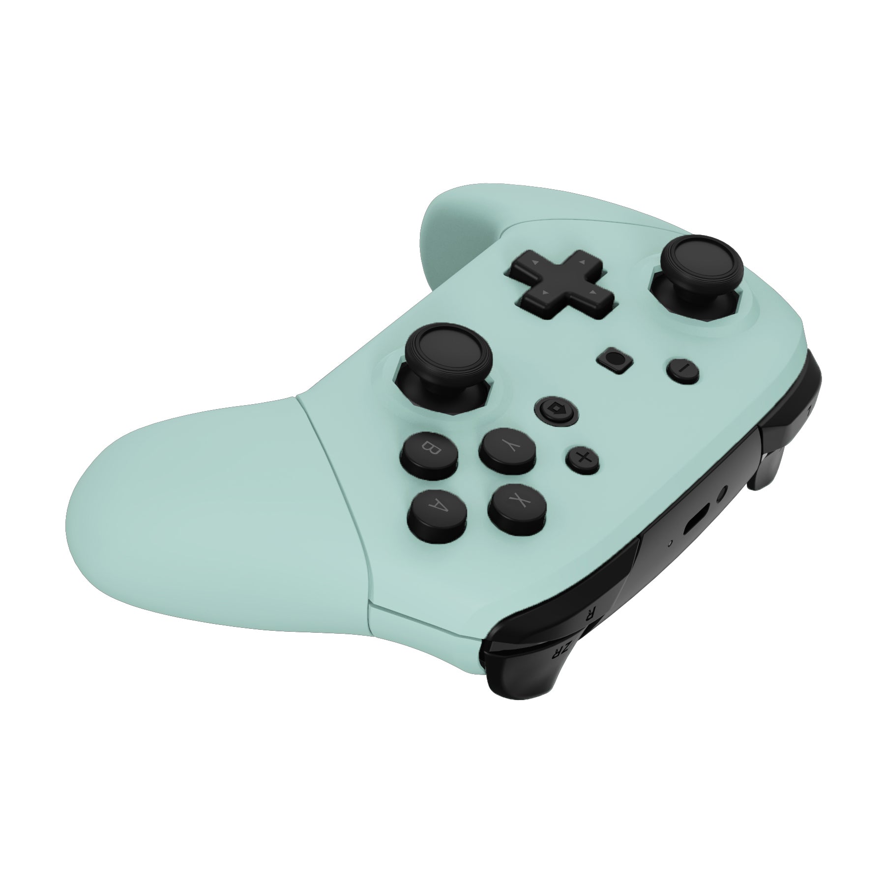 eXtremeRate Retail Light Cyan Faceplate Backplate Handles for NS Switch Pro Controller, Soft Touch DIY Replacement Grip Housing Shell Cover for NS Switch Pro - Controller NOT Included - FRP327