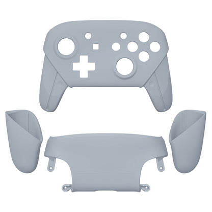 eXtremeRate Retail New Hope Gray Faceplate Backplate Handles for NS Switch Pro Controller, Soft Touch DIY Replacement Grip Housing Shell Cover for NS Switch Pro - Controller NOT Included - FRP337