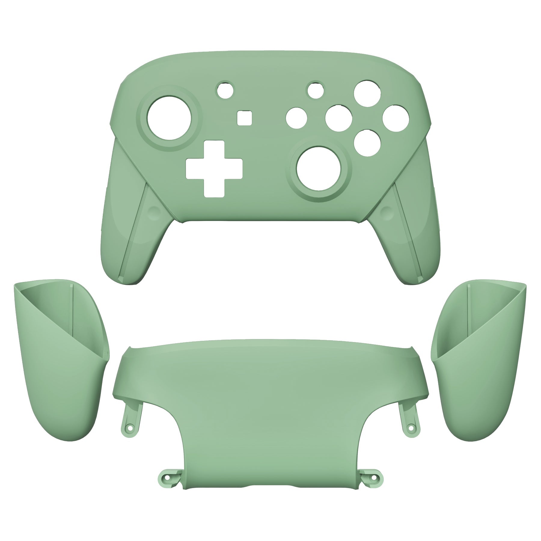 eXtremeRate Retail Matcha Green Faceplate Backplate Handles for NS Switch Pro Controller, Soft Touch DIY Replacement Grip Housing Shell Cover for NS Switch Pro - Controller NOT Included - FRP339