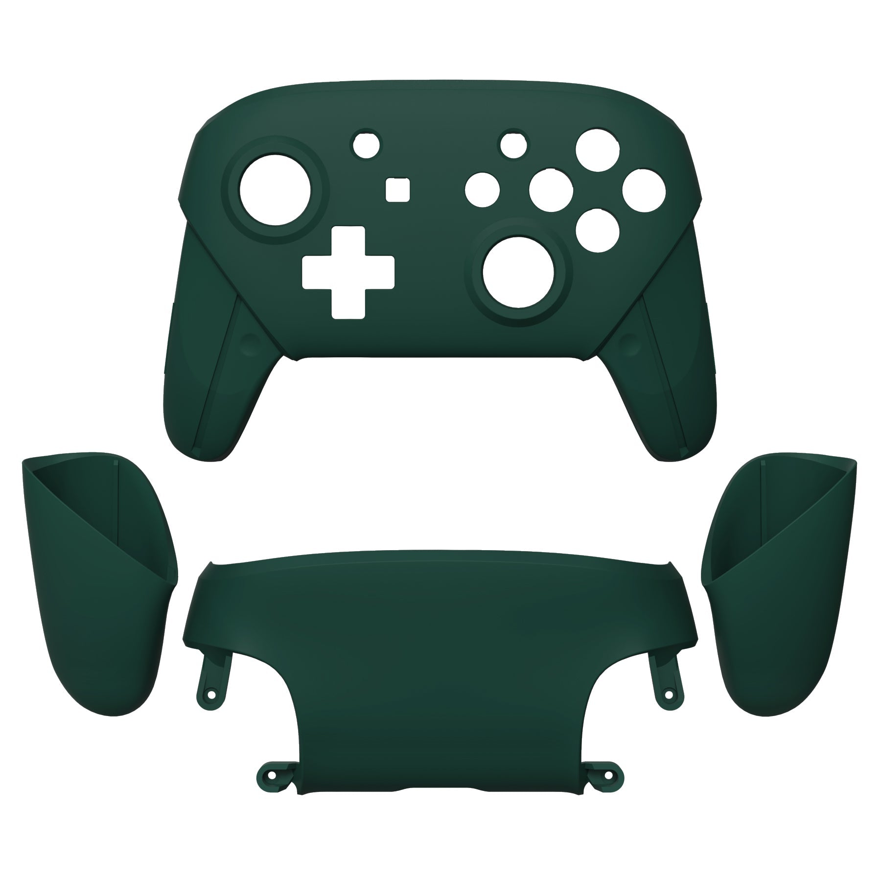 eXtremeRate Retail Forest Green Faceplate Backplate Handles for NS Switch Pro Controller, Soft Touch DIY Replacement Grip Housing Shell Cover for NS Switch Pro - Controller NOT Included - FRP354