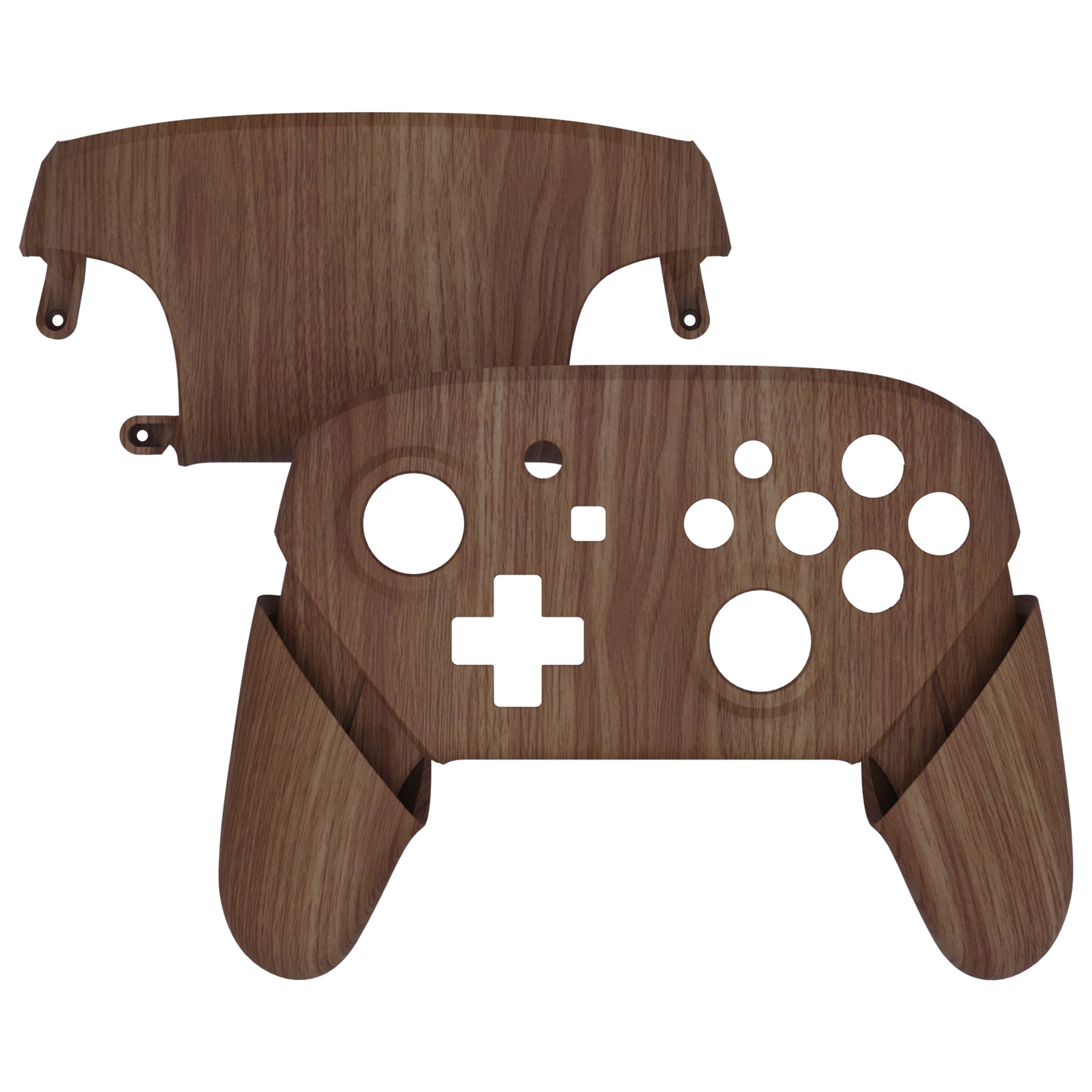 eXtremeRate Retail Wood Grain Faceplate Backplate Handles for Nintendo Switch Pro Controller, Soft Touch Grip Replacement Housing Shell Cover Buttons for Nintendo Switch Pro - Controller NOT Included - FRS201