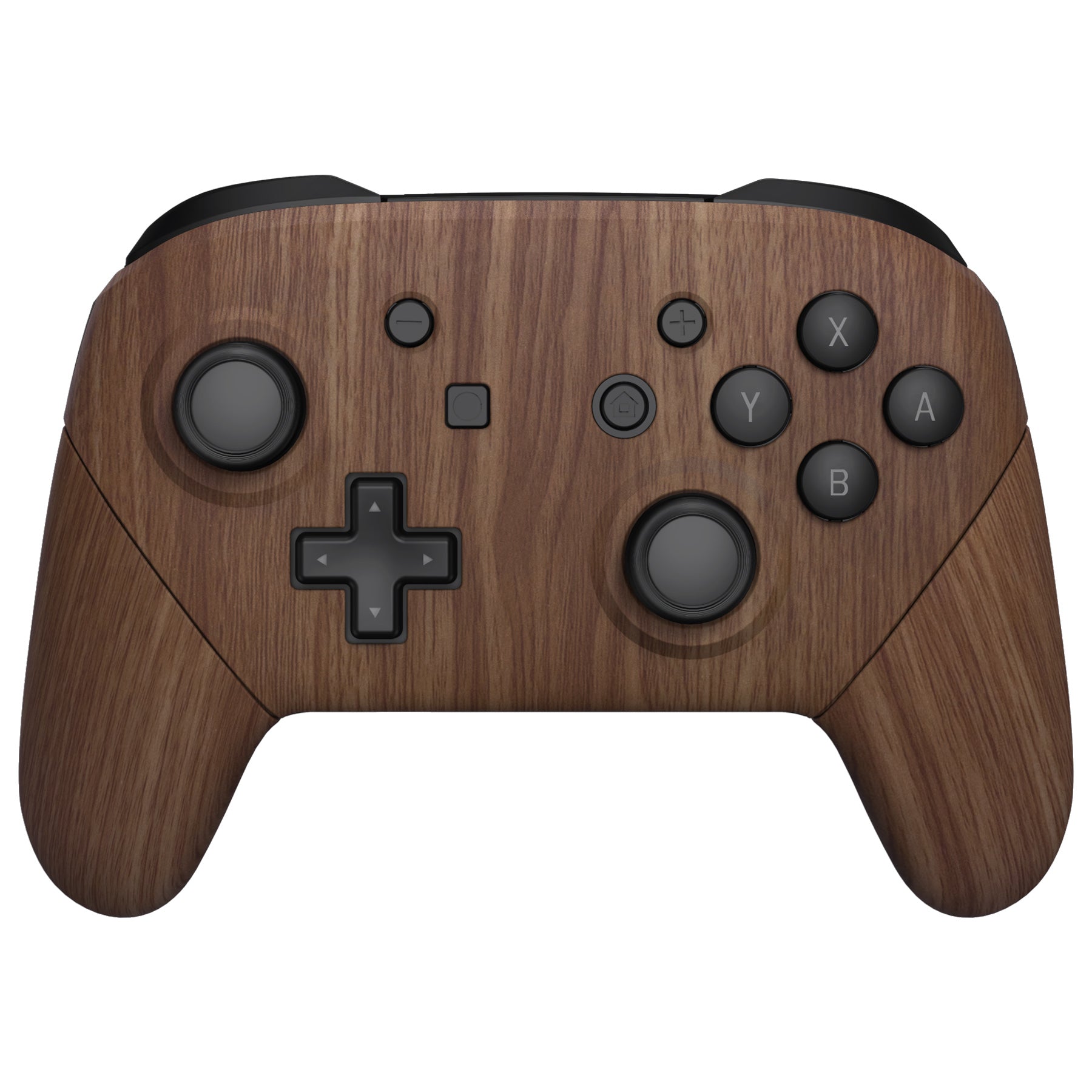 eXtremeRate Retail Wood Grain Faceplate Backplate Handles for Nintendo Switch Pro Controller, Soft Touch Grip Replacement Housing Shell Cover Buttons for Nintendo Switch Pro - Controller NOT Included - FRS201