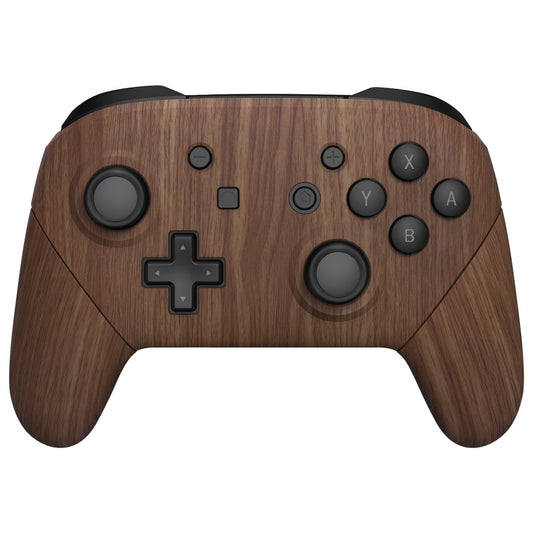 eXtremeRate Retail Wood Grain Faceplate Backplate Handles for Nintendo Switch Pro Controller, Soft Touch Grip Replacement Housing Shell Cover Buttons for Nintendo Switch Pro - Controller NOT Included - FRS201