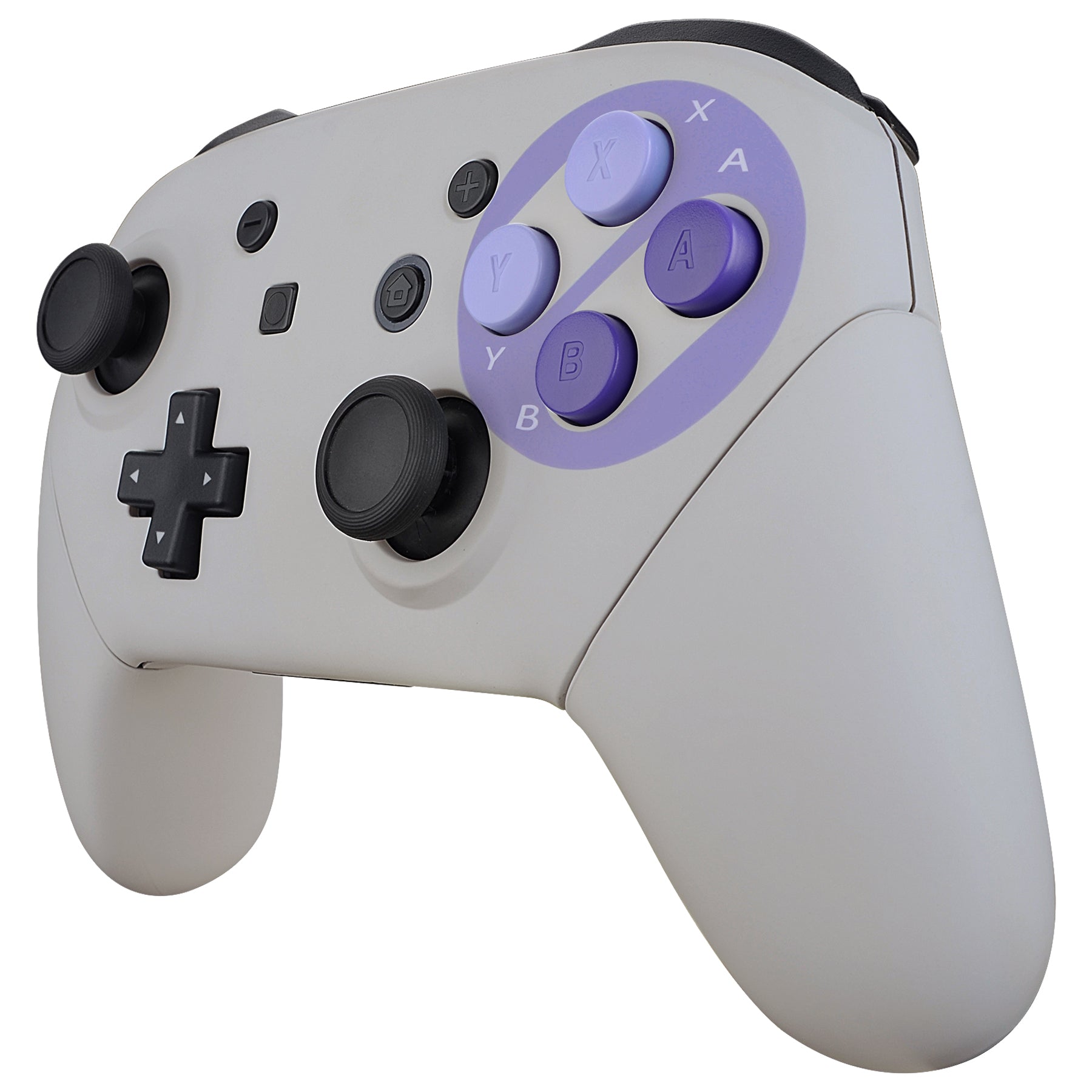 eXtremeRate Retail Soft Touch Faceplate Backplate Handles for Switch Pro Controller, Classic SNES Style Replacement Shell Case with Purple D-pad ABXY Buttons for Nintendo Switch Pro - Controller NOT Included - FRT102