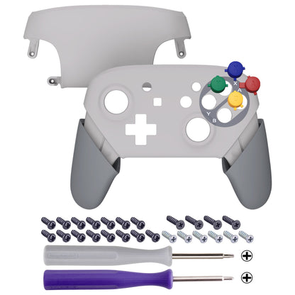 eXtremeRate Replacement Full Set for Nintendo Switch Pro, Includes Faceplate, Backplate, Handle & Colorful ABXY Buttons (Classic EU SFC SNES)