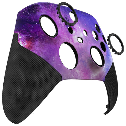 eXtremeRate Retail Nebula Galaxy ASR Version Performance Rubberized Grip Front Housing Shell  with Accent Rings for Xbox Series X/S Controller - FX3C1003