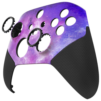 eXtremeRate Retail Nebula Galaxy ASR Version Performance Rubberized Grip Front Housing Shell  with Accent Rings for Xbox Series X/S Controller - FX3C1003