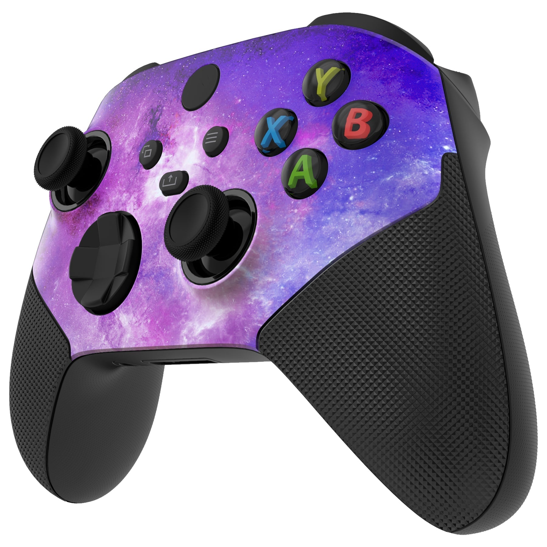 eXtremeRate Retail Nebula Galaxy ASR Version Performance Rubberized Grip Front Housing Shell  with Accent Rings for Xbox Series X/S Controller - FX3C1003