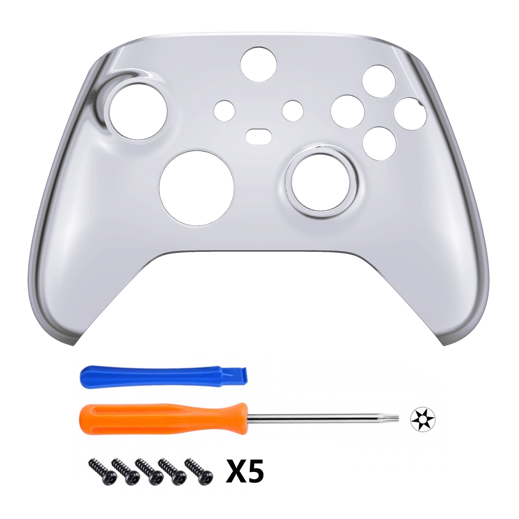 eXtremeRate Retail Replacement Front Housing Shell for Xbox Series X Controller, Chrome Silver Custom Cover Faceplate for Xbox Series S Controller - Controller NOT Included - FX3D402