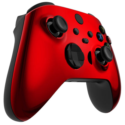 eXtremeRate Retail Replacement Front Housing Shell for Xbox Series X Controller, Chrome Red Custom Cover Faceplate for Xbox Series S Controller - Controller NOT Included - FX3D403