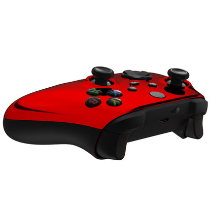 eXtremeRate Retail Replacement Front Housing Shell for Xbox Series X Controller, Chrome Red Custom Cover Faceplate for Xbox Series S Controller - Controller NOT Included - FX3D403