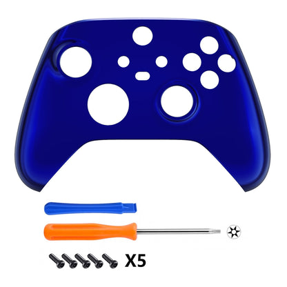 eXtremeRate Retail Replacement Front Housing Shell for Xbox Series X Controller, Chrome Blue Custom Cover Faceplate for Xbox Series S Controller - Controller NOT Included - FX3D404