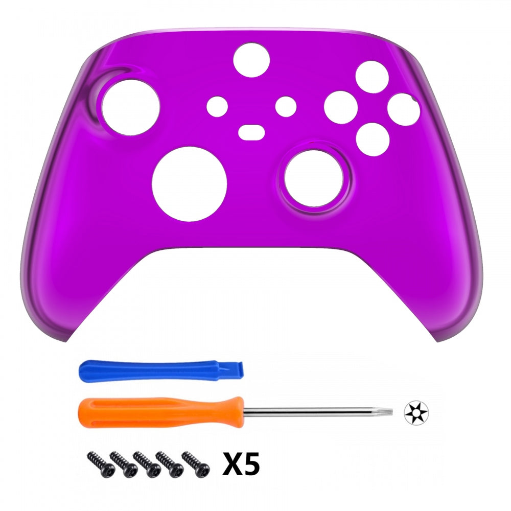 eXtremeRate Retail Replacement Front Housing Shell for Xbox Series X Controller, Chrome Purple Custom Cover Faceplate for Xbox Series S Controller - Controller NOT Included - FX3D405