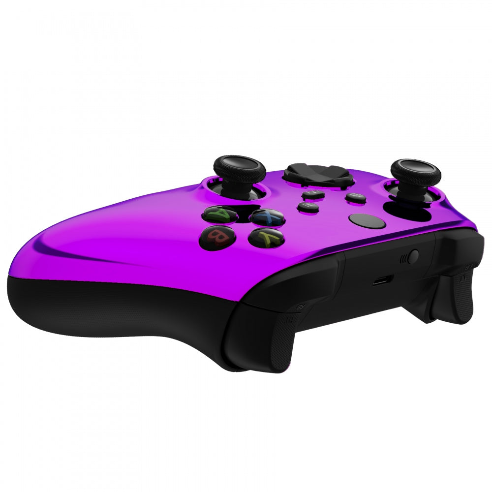 eXtremeRate Retail Replacement Front Housing Shell for Xbox Series X Controller, Chrome Purple Custom Cover Faceplate for Xbox Series S Controller - Controller NOT Included - FX3D405