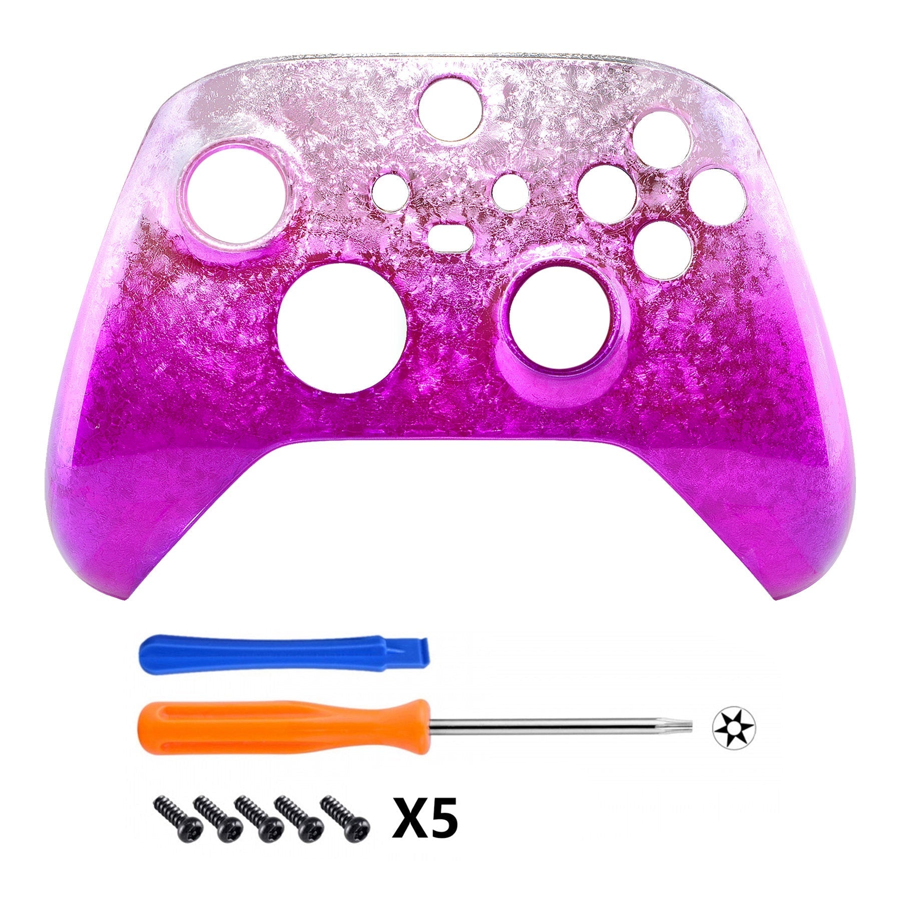 eXtremeRate Retail Ice Flake Magenta Replacement Front Housing Shell for Xbox Series X/S Controller, Custom Cover Faceplate for Xbox Core Controller - Controller NOT Included - FX3D411