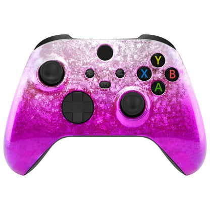 eXtremeRate Retail Ice Flake Magenta Replacement Front Housing Shell for Xbox Series X/S Controller, Custom Cover Faceplate for Xbox Core Controller - Controller NOT Included - FX3D411