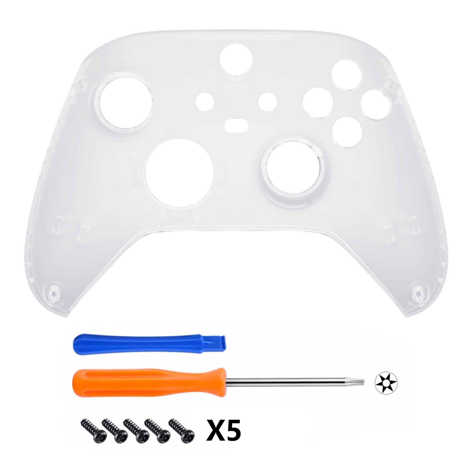 eXtremeRate Retail Replacement Front Housing Shell for Xbox Series X Controller, Transparent Clear Custom Cover Faceplate for Xbox Series S Controller - Controller NOT Included - FX3M501